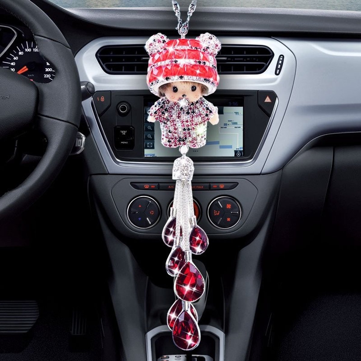 Dailygoods- Achteruitkijkspiegel Ornament - Kristallen Hanger - Auto Decoratie - Bling Decoratie - Interieur Decoratie - Geschikt voor Vrouwen/Mannen - Hoogwaardig Kunstkristal