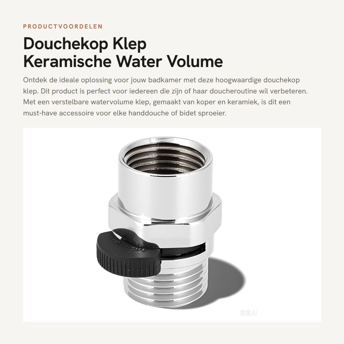 Dailygoods- Douchekop Ventiel - Verstelbaar Koper/Keramiek - Waterbesparend - F1/2in/M1/2in - 100% Nieuw - 62g Gewicht - Doucheventiel