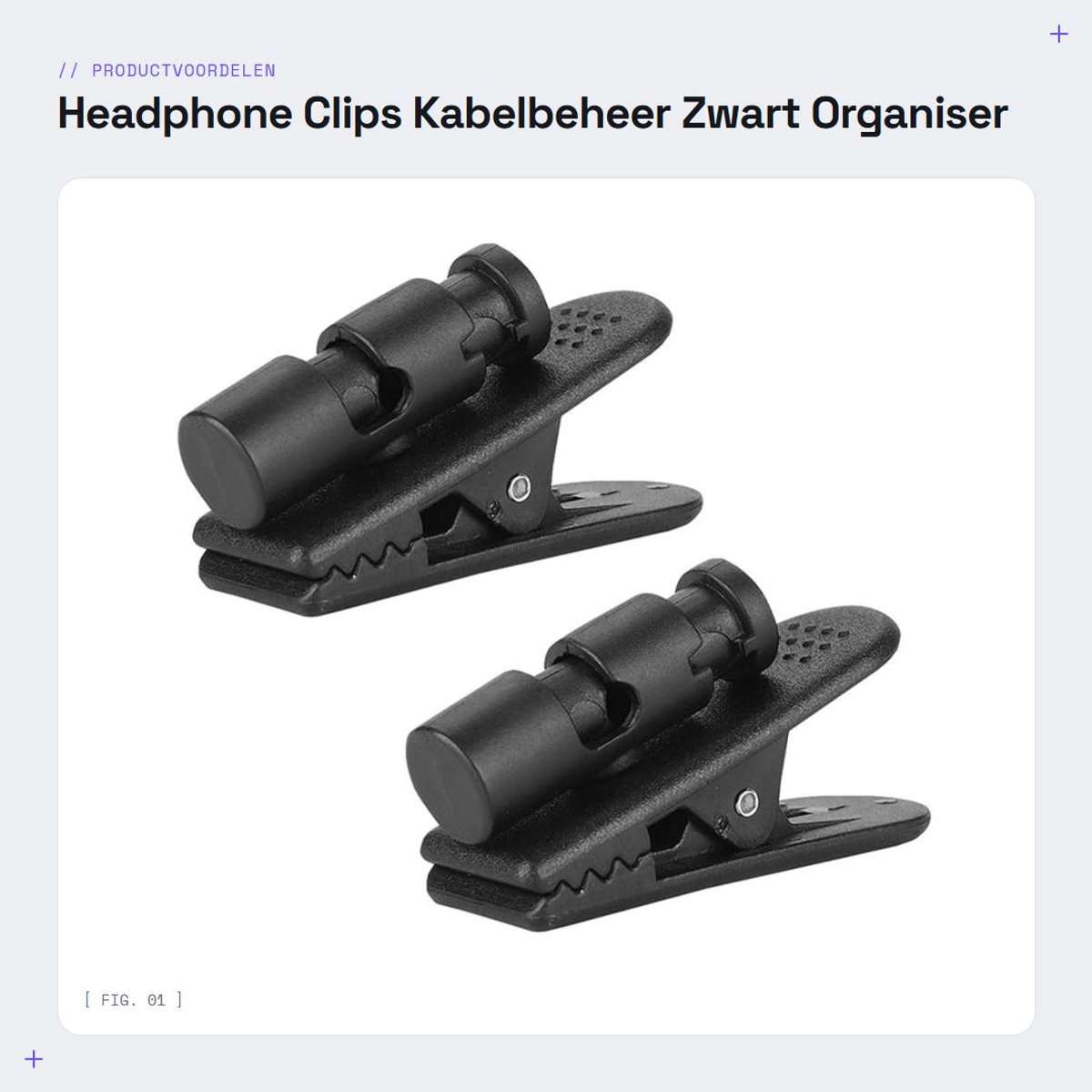 Dailygoods - Headphone Clips - Kabelbeheer - Zwart - Organiser voor Oordopjes - Ideaal voor Mobiele Apparaten - Lichtgewicht en Duurzaam