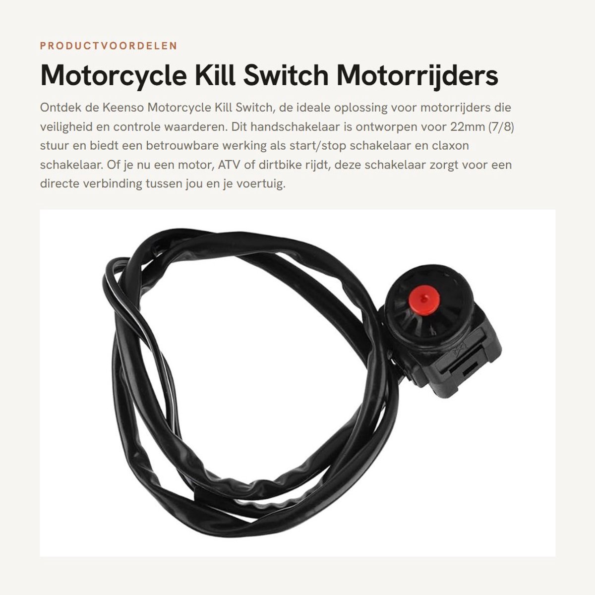 Dailygoods - Motorcycle Kill Switch - Motorrijders - Betrouwbaar en veilig - 22mm Handlebar - Eenvoudige installatie