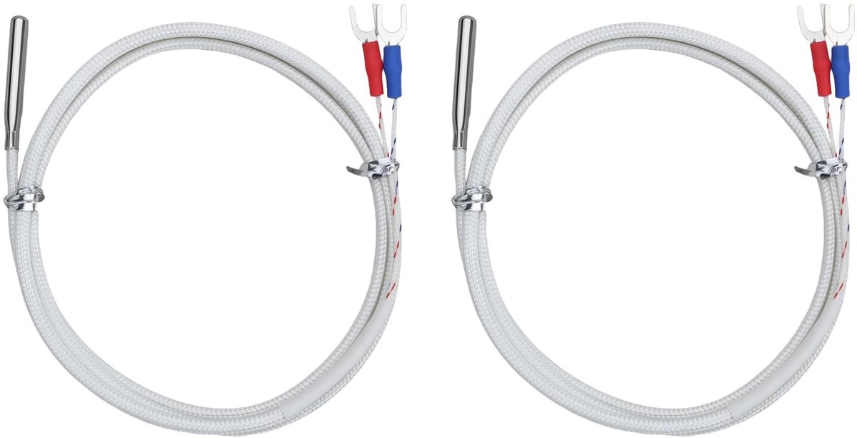 Dailygoods- Thermokoppel Universeel - 2 Stuks - Temperatuursonde - Roestvrij Staal - 0-800 °C - Geschikt voor Industriële Procesbewaking