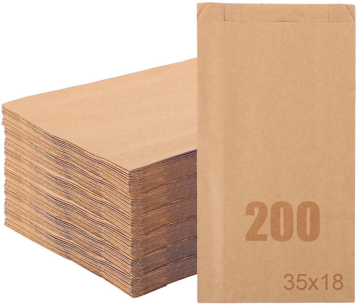 Dailygoods- Papieren Zakken 200 Stuks - Kraftpapieren Zakjes 35 x 18 x 6 cm - Boterbroodzakken - Papieren Zakken voor Brood - Duurzaam Materiaal - Ideaal voor Bakkerijen - Broodzakken