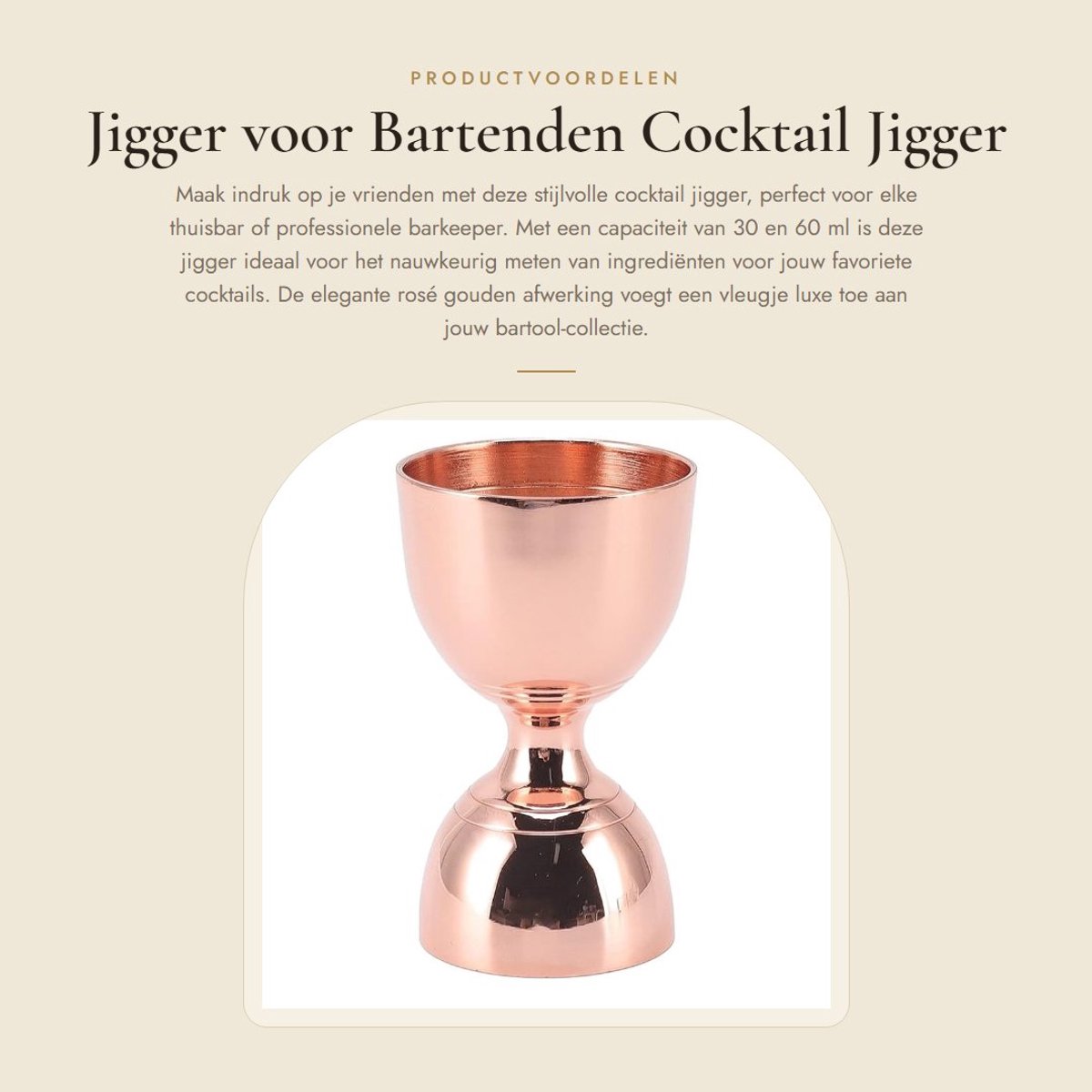 Dailygoods- Jigger 30/60 ml - Cocktail Jigger - Roestvrij Staal - Brede Opening - Alcohol Meetinstrument - Lichtgewicht 105g - Cocktailmaatbeker