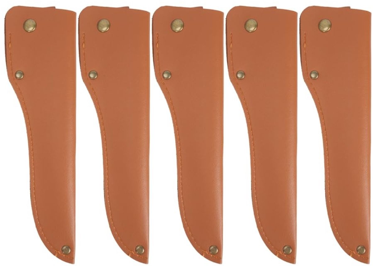 Dailygoods- Mes Schede 20,3 cm - 5 Stuks - PU/Messenset - Riemgesp - Outdoor/Kamperen - Stevig/Retro Ontwerp - Mes Pouch