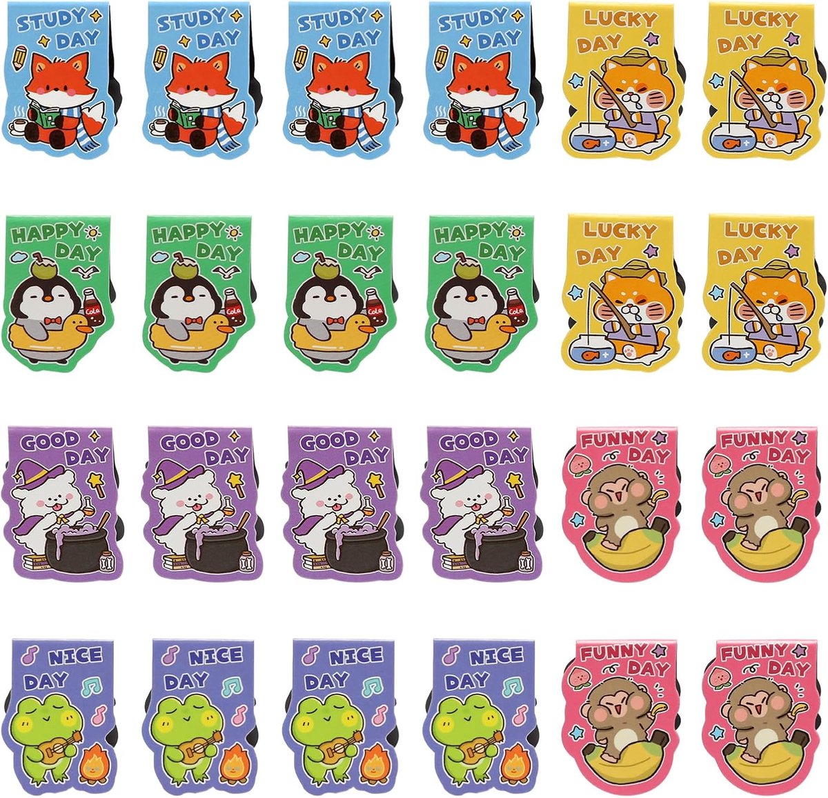 Magnetische Boekenleggers - Dieren Bladwijzers - Lezen Markeren - Dubbelzijdig Bedrukt - 24 Stuks - Meerkleurig
