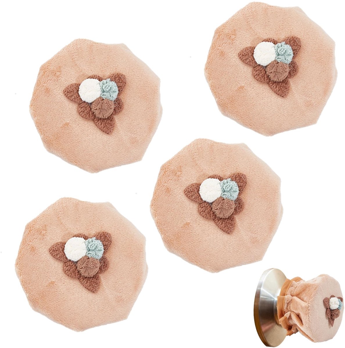 Dailygoods- Deurklinkafdekkingen 4 Stuks - Zachte Fluwelen Bescherming - Koffiekleur - Wasbaar - Comfortabele Grip - Bescherming Tegen Brandwonden - Deurgreepbescherming