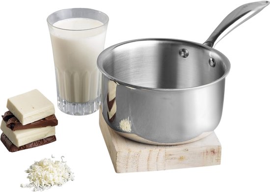Kookpan Met Steel - Steelpan Melkpan - Gezond Koken - Triply Roestvrij Staal - 1.5 Liter - Zilver