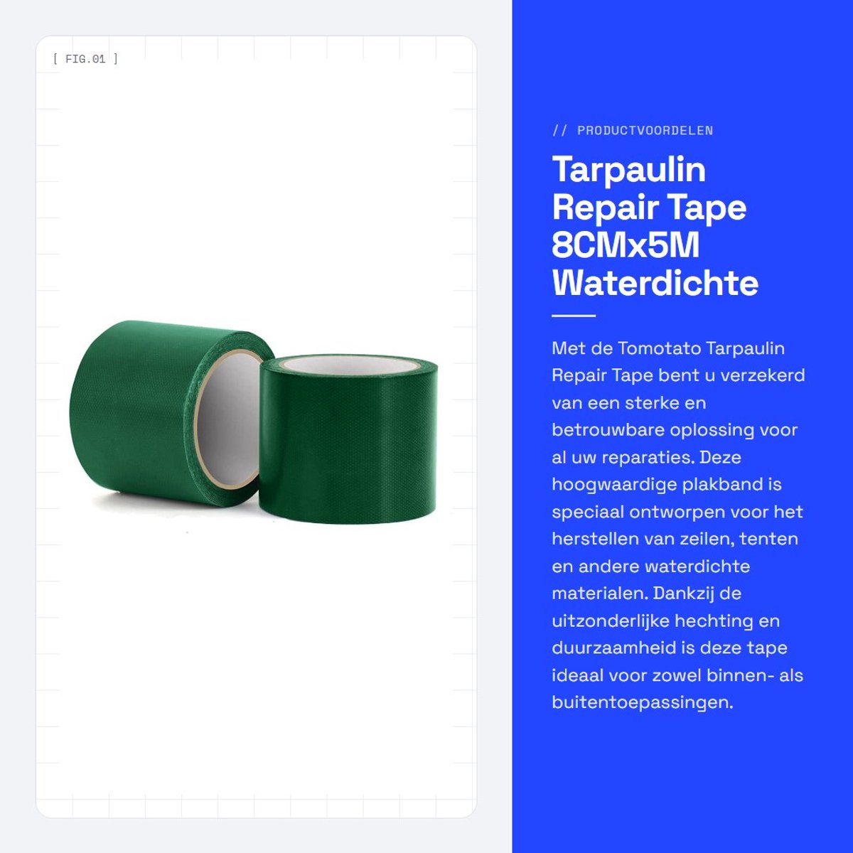 Dailygoods- Reparatietape 8CMx5M - Waterdicht - Hoge viscositeit - PVC - Sterk zelfklevend - Temperatuurbestendig - Duurzaam - Plakband