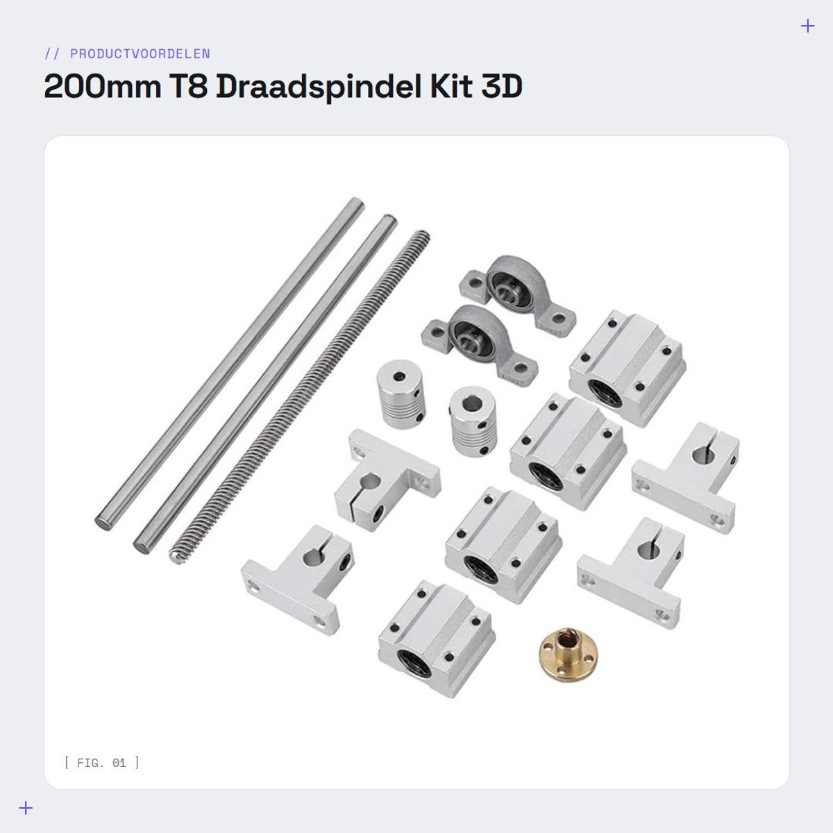 Dailygoods - 200mm T8 Draadspindel Kit - 3D Printer Onderdelen - Hoogwaardige Draadstangen - Inclusief Moeren en Lagers - Voor Precisie Toepassingen -...