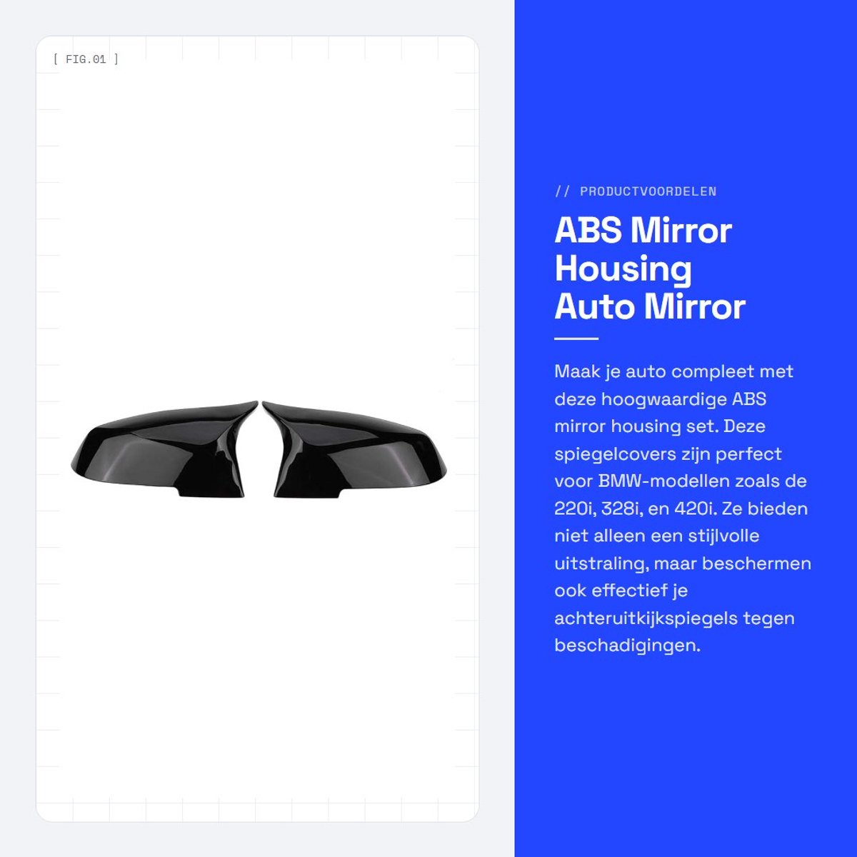 Dailygoods- Spiegelbehuizing Set van 2 - Vervangende Spiegelafdekkingen - Robuust en Duurzaam - Hoogwaardig ABS-Kunststof - Bescherming Achteruitkijkspiegel - Spiegelkap