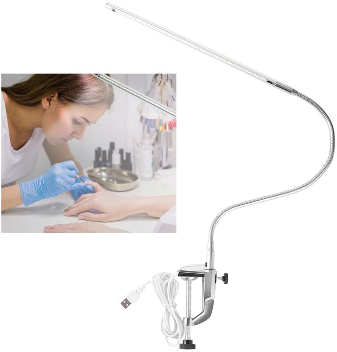 Dailygoods - Led-licht voor massagetafel - Tattoo-lamp - Verstelbaar - 40 W - Lash Light Usb - Ideaal voor schoonheidsspecialisten - 39 x 14 x 4 cm