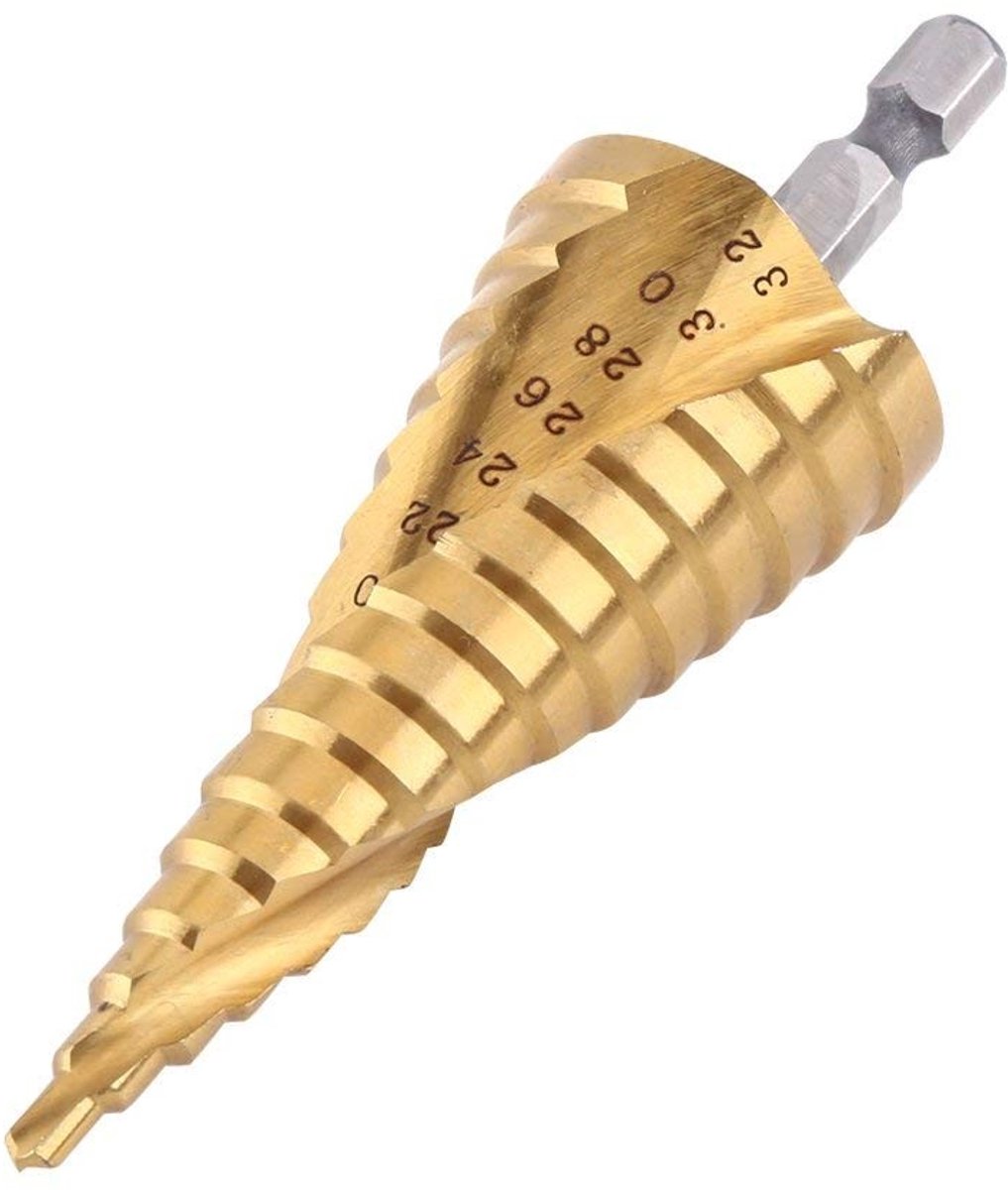 Dailygoods- Trapboor Titanium Coating - 4-32mm - Hoogwaardige Staal - Hexagonale Schacht - Schokbestendig - Voor Dunne IJzeren Platen - Boor
