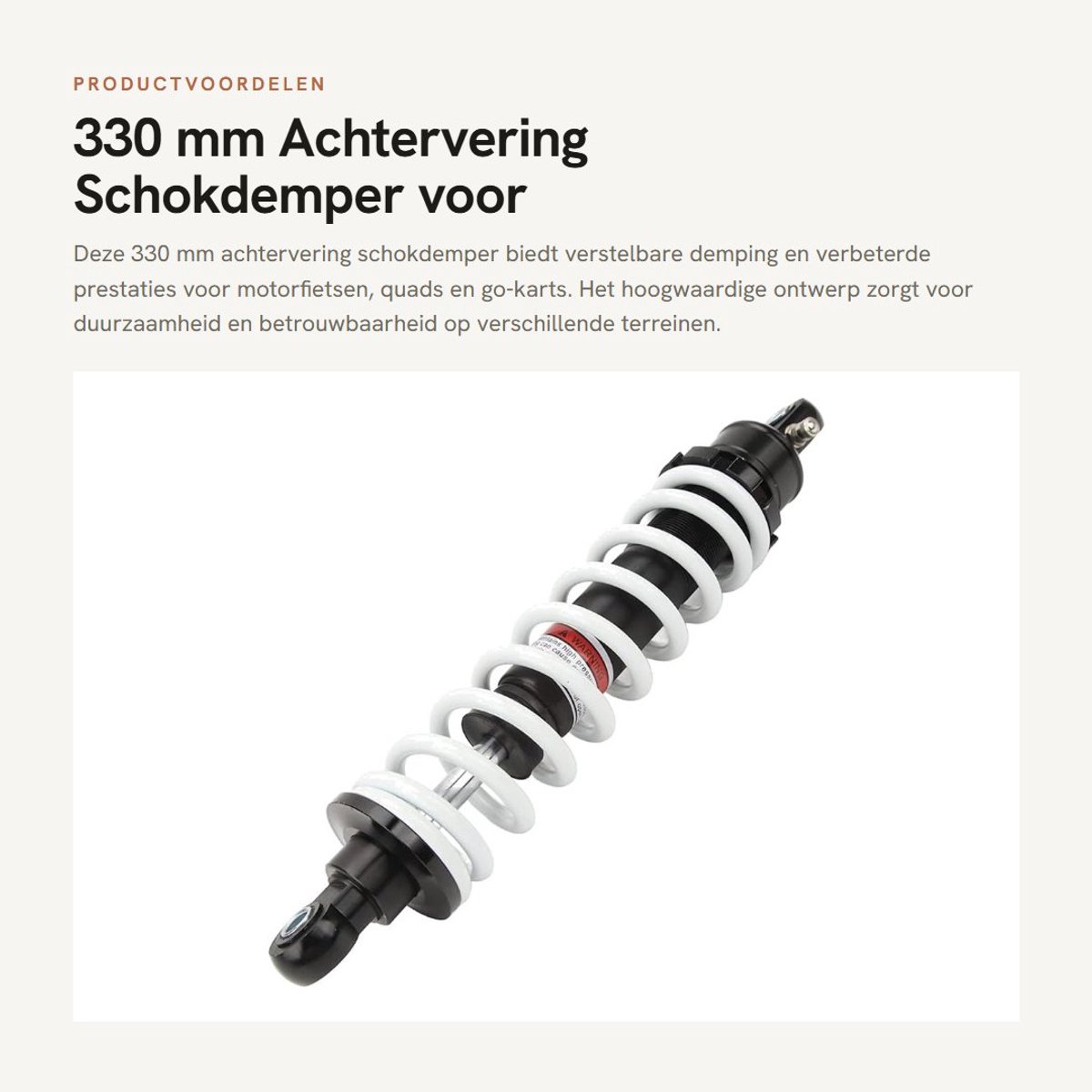 Dailygoods- Achterschokbreker 330 Mm - Verstelbare Demping - Schokdemper Achtervering - CNC-Aluminiumlegering - Slijtvast - Verbeterd Rijcomfort