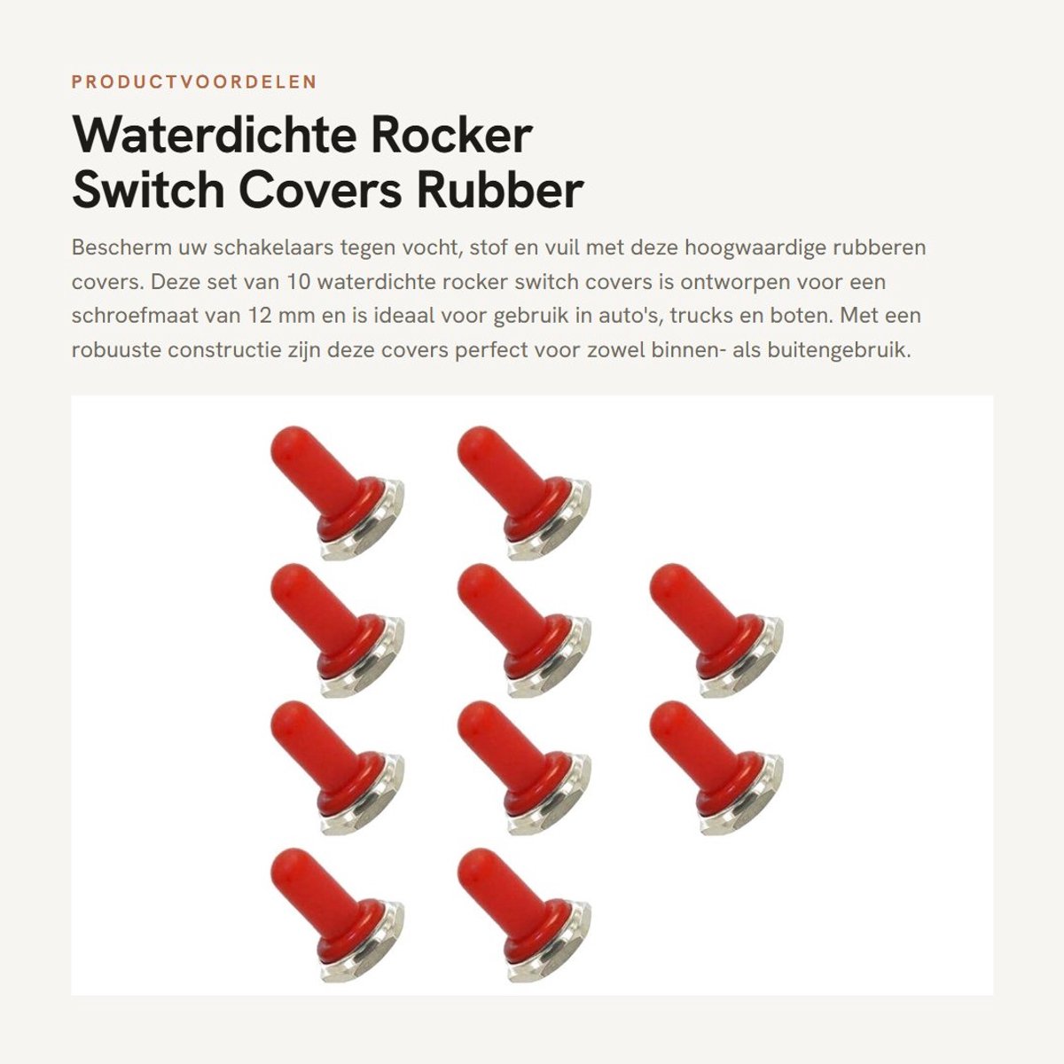 Dailygoods - Waterdichte Rocker Switch Covers - Rubber Bescherming voor Auto en Boot - 10 Stuks - 12mm - Duurzaam en Weerbestendig - Ideaal voor Truck...