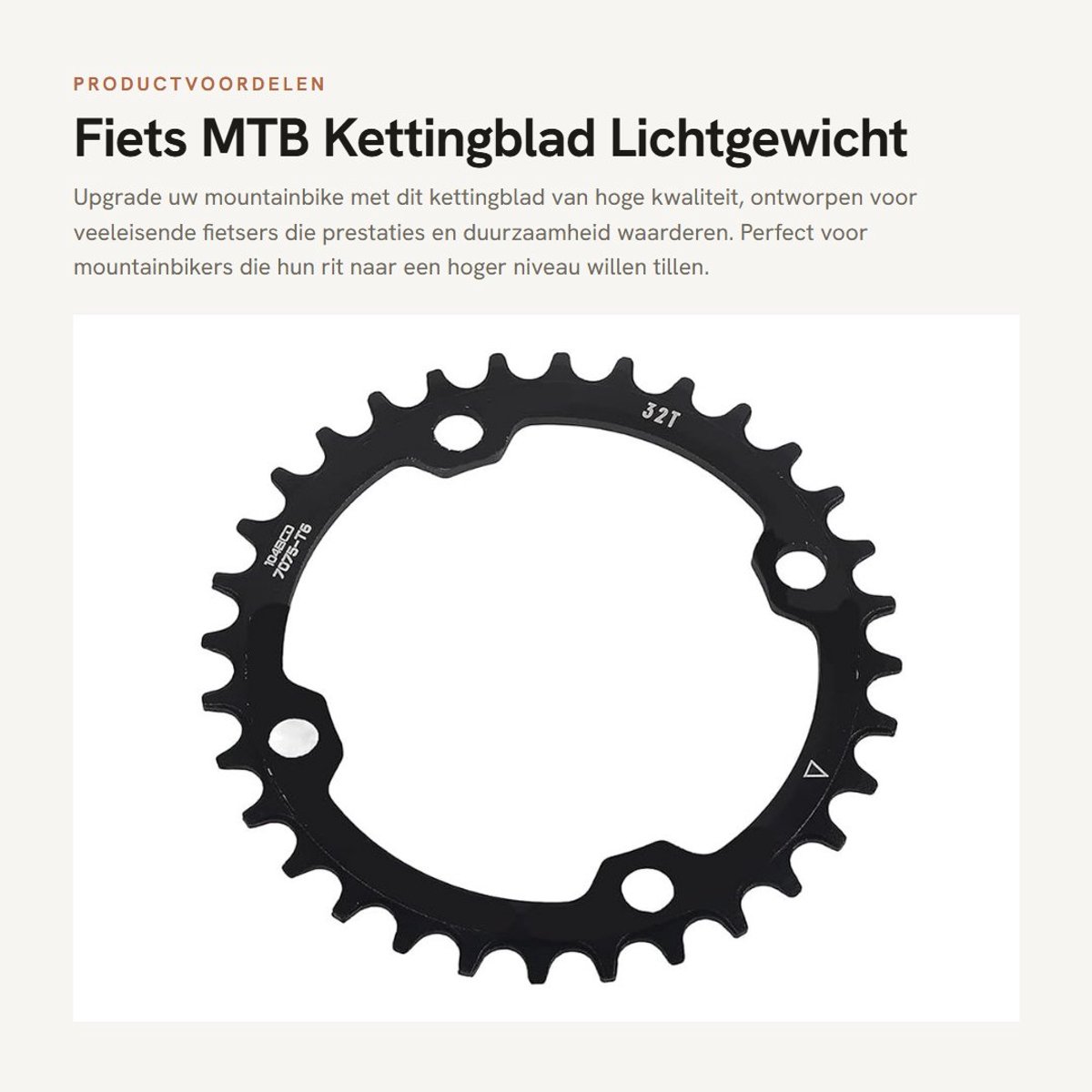 Dailygoods- Kettingblad Aluminiumlegering 32/34/36/38T - MTB - Enkele Crank - BCD 104 mm - Lichtgewicht - Duurzaam - Fietsring