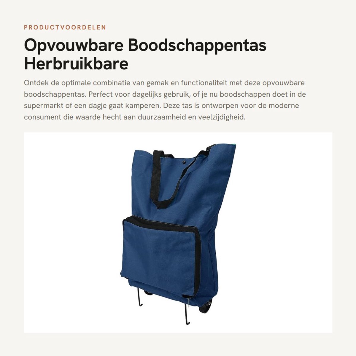 Dailygoods- Boodschappentas Opvouwbaar - Winkelwagen - Grote Capaciteit - Stevig Ontwerp - Multifunctioneel - Duurzaam Oxford-Stof - Winkelwagentas