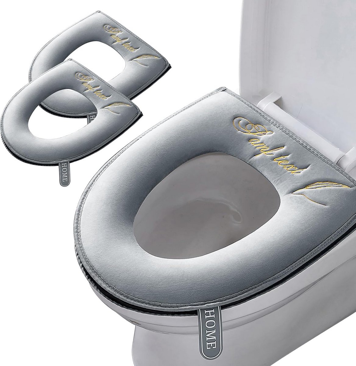Toiletzitting Covers - Zachte Kussens - Warmte en Comfort - Met Rits - 2 Stuks - Grijs
