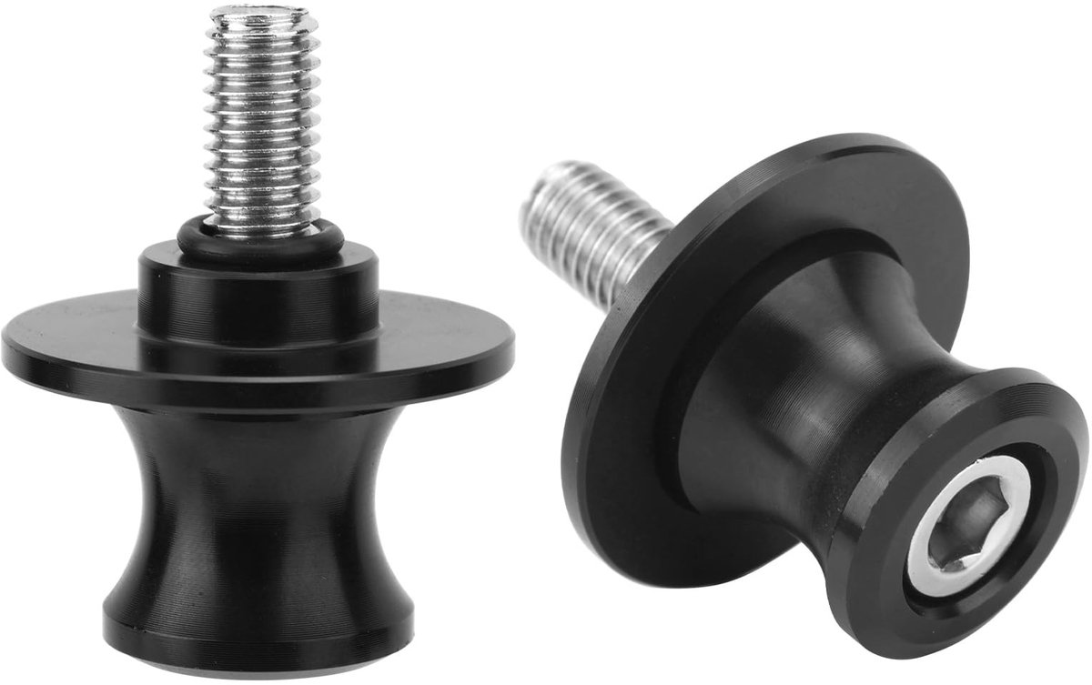 Dailygoods- Swingarm Spool - 2 Stuks - 8mm M8 - ABS/Metaal - Motorfiets Accessoire - Zwart - 4,3x3,5cm - Motorfietsstandaard