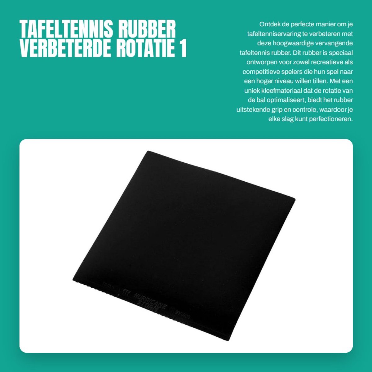 Dailygoods- Tafeltennisrubber - Vervangend Rubber - Verbeterde Rotatie - Schokbestendig - Lichtgewicht - Afmetingen 18 x 18 x 2 cm - Pingpongrubber