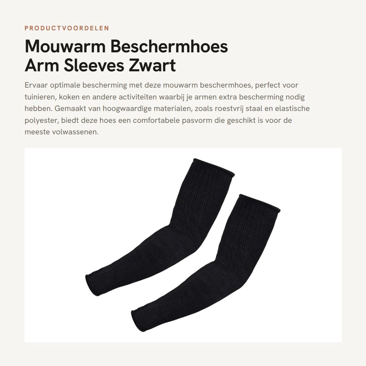 Dailygoods- Mouwarmbeschermhoes Zwart - Armmouwen - Veiligheidsbescherming - Tuinwerk - Keuken - 35 cm Lengte - Armbescherming