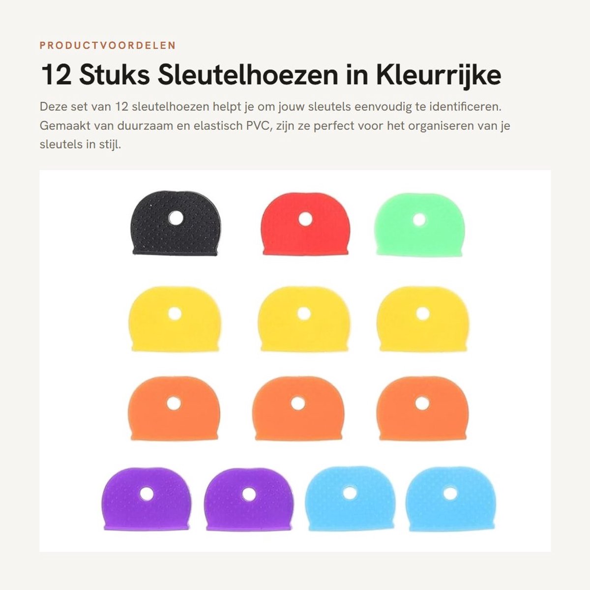 Dailygoods - 12 Stuks Sleutelhoezen in Kleurrijke Identificatiecodes