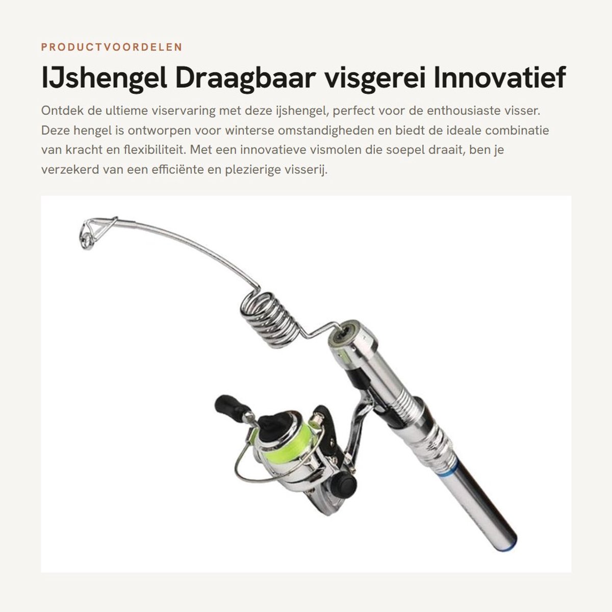 Dailygoods- IJshengel Draagbaar - Hengel met Draaiende Vismolen - Robuust Staal - Gevoeligheid - Innovatieve Constructie - Lichtgewicht Materiaal - Vishengel