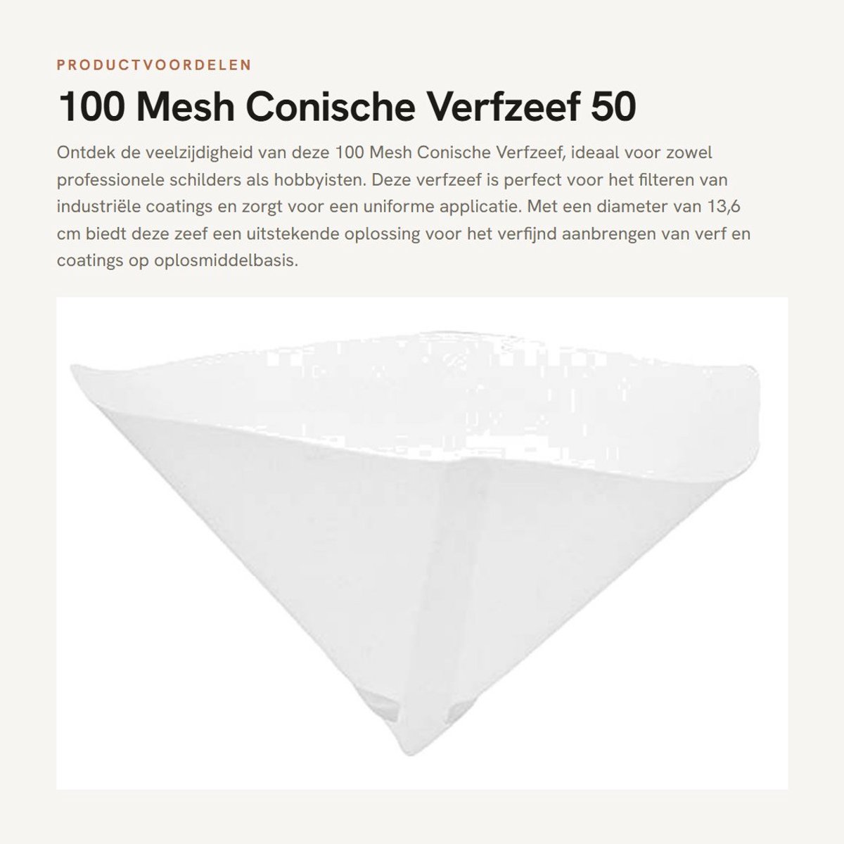 Dailygoods- Verffilter 100 Mesh - Verfzeef - 50 Stuks - Lichtgewicht - Stevig Ontwerp - Diameter 13,6 cm