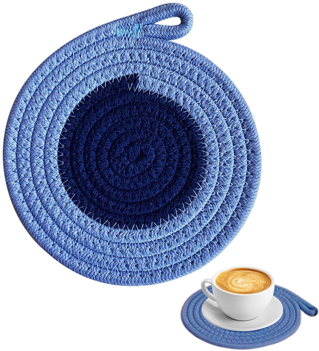 Dailygoods- Panonderzetter Hittebestendig - Antislip Onderzetter - Katoenen Placemat - Rond 18 cm - Afwasbaar - Bescherming tegen Hitteschade