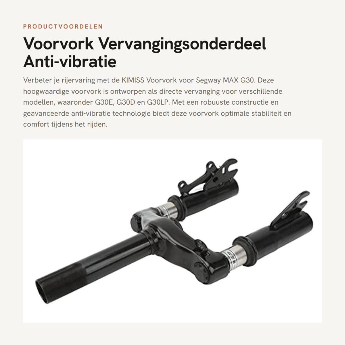Dailygoods - Voorvork - Vervangingsonderdeel - Anti-vibratie - Geschikt voor Segway MAX G30 E-scooter - Duurzaam materiaal - Eenvoudige installatie -...