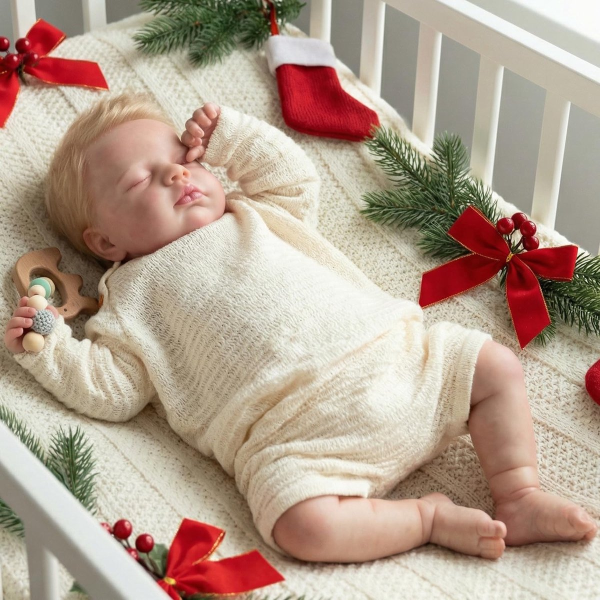 Baby pop - Levensgetrouwe pop - Spelen en verzamelen - Volledig siliconen lichaam - 50 cm - Blond