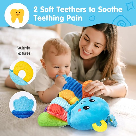 Sensorisch Speelgoed - Baby Octopus - Baby Ontwikkeling - Zachte Materialen - 21 x 27 cm - Multicolor — afbeelding 5