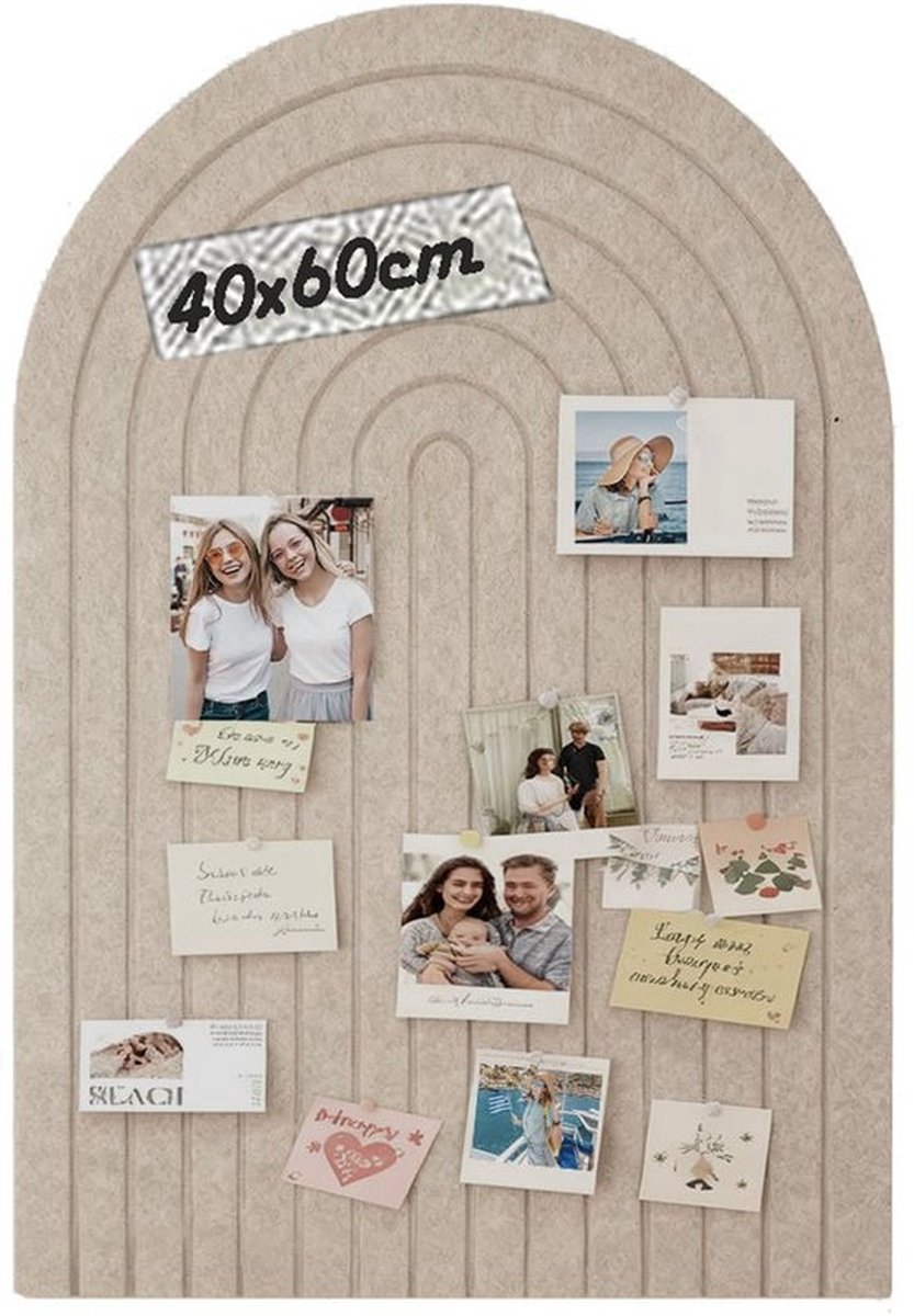 Prikbord 40x60cm - Groot gebogen vilten prikbord - Zelfklevend vilt - Alternatief voor kurkbord voor kantoor en wanddecoratie - Perfect om je foto's op te tonen - Donker camel