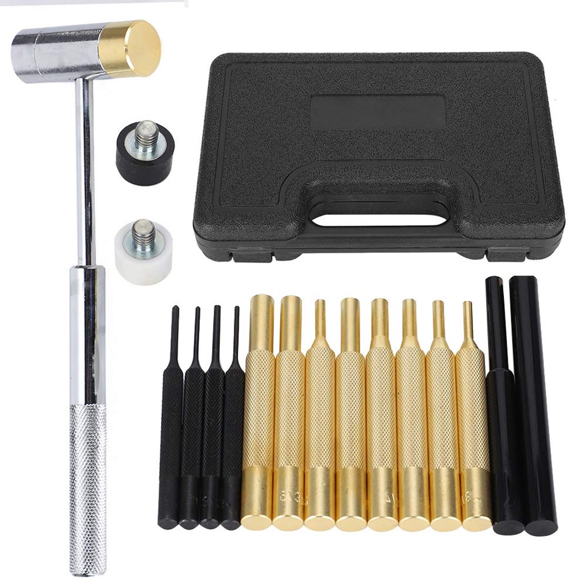 Robuuste Ponsset - Gereedschap Set - Doe-het-zelf - 17 Delig Koolstofstaal - 24x17x6 cm