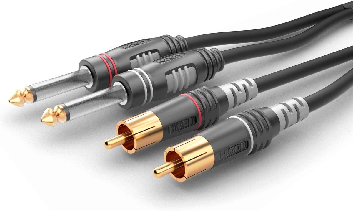 Audio Aansluitkabel - Jack Cinch Kabel - Muziek Verbinding - Mono Jack 6.3mm - 1.5 Meter - Zwart