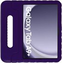 Paarse Happy Case hoes voor Samsung Galaxy Tab A9+, met handvat aan de zijkant en openingen voor knoppen.