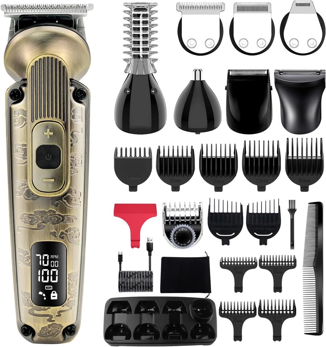 Baardtrimmer Snor Trimmer - Verstelbare Tondeuse - Gezichtsverzorging Mannen - 8-in-1 Kit - 69 x 156 x 23 cm