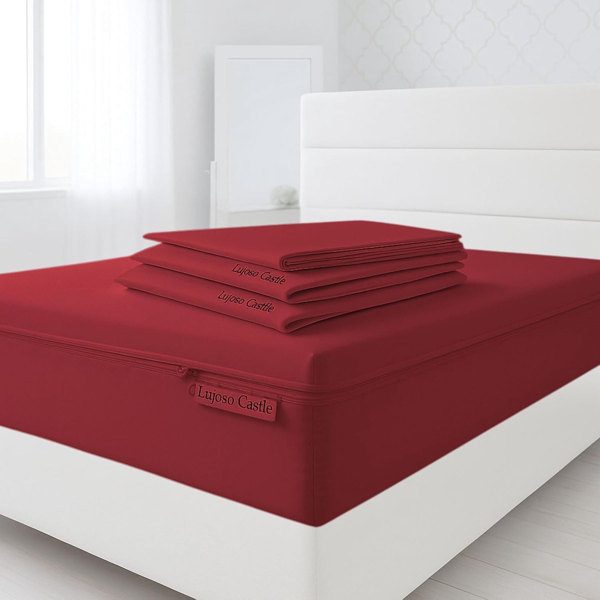 Modulair Hoeslaken - Hoeslakenset - Slaapcomfort - 3 Ritslagen - 140 x 200 cm - Bordeauxro