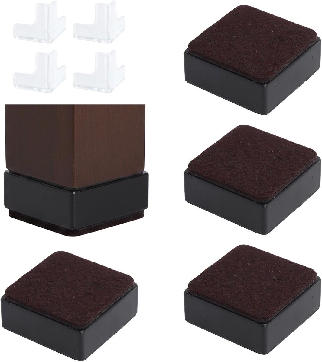 Meubelverhogers Set - Meubelpoten Verhogers - Meubels Verhogen - Zelfklevend Zonder Boren - 3 cm Hoog - Zwart