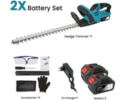 HOB Trimmaster Pro - Heggenschaar op Accu - Accu heggenschaar - incl. 2 accu's - Elektrische Heggenschaar - Heggenschaar Accu