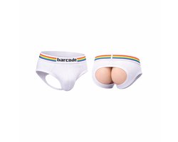 Barcode Berlin Backless Brief Pride White - MAAT S - Erotisch Heren Ondergoed - Slip voor Man - Sexy mannen Slip