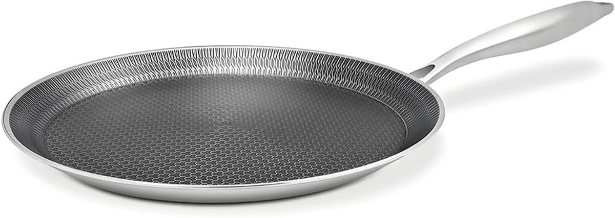 Pannenkoekenpan RVS - Crêpe pan - Ontbijt maken - Inductie compatibel - 30 cm - Zilver
