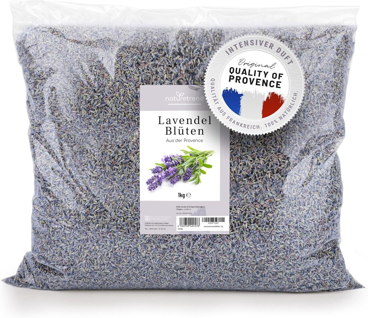 Gedroogde Lavendelbloemen - Provence Lavendel - Geur & Ambacht - Intens Aroma - 1 kg - Blauwpaars