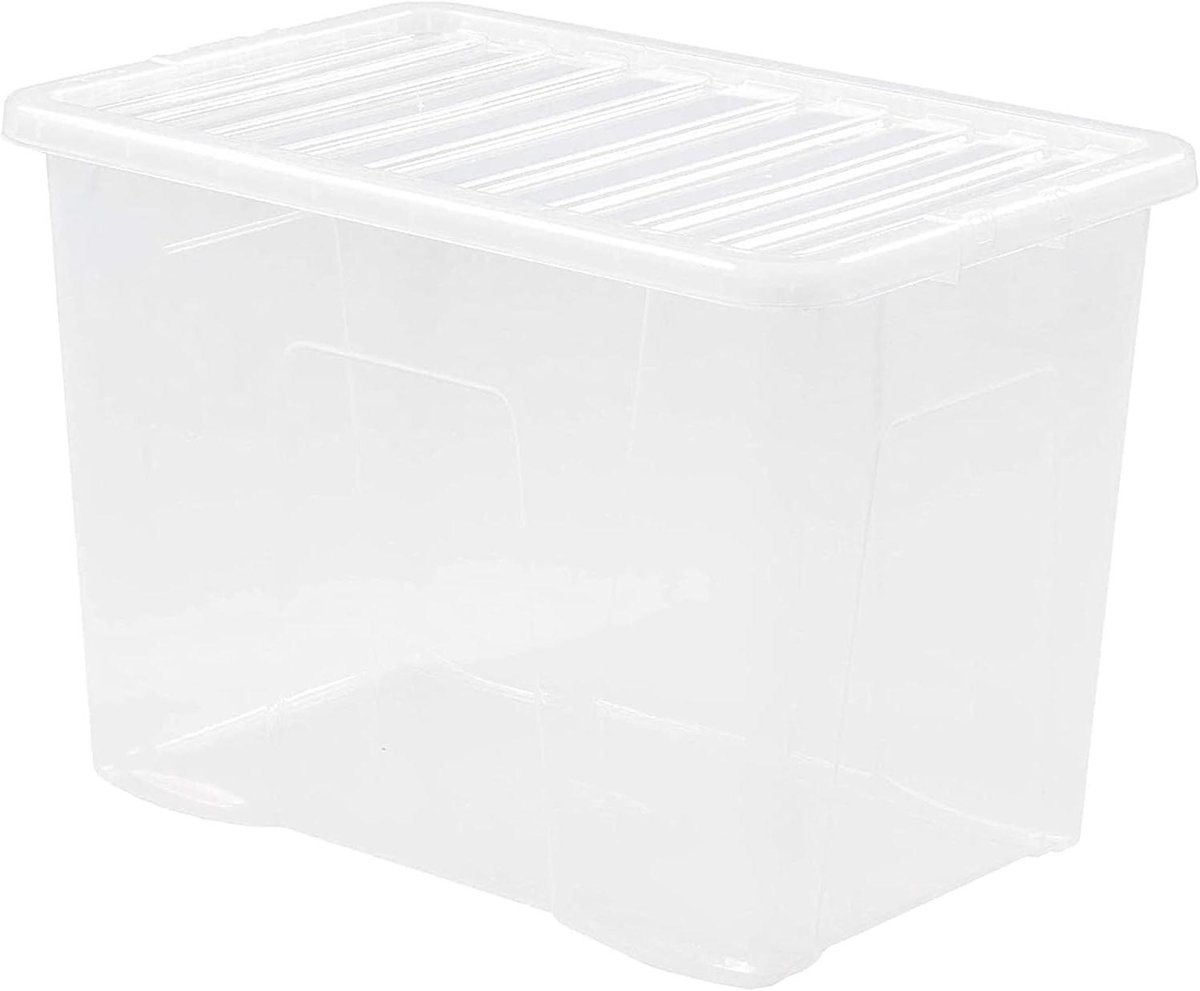 5x Wham "Crystal Box" with lid - 80 liters - 60 x 40 x 42 cm - Transparent