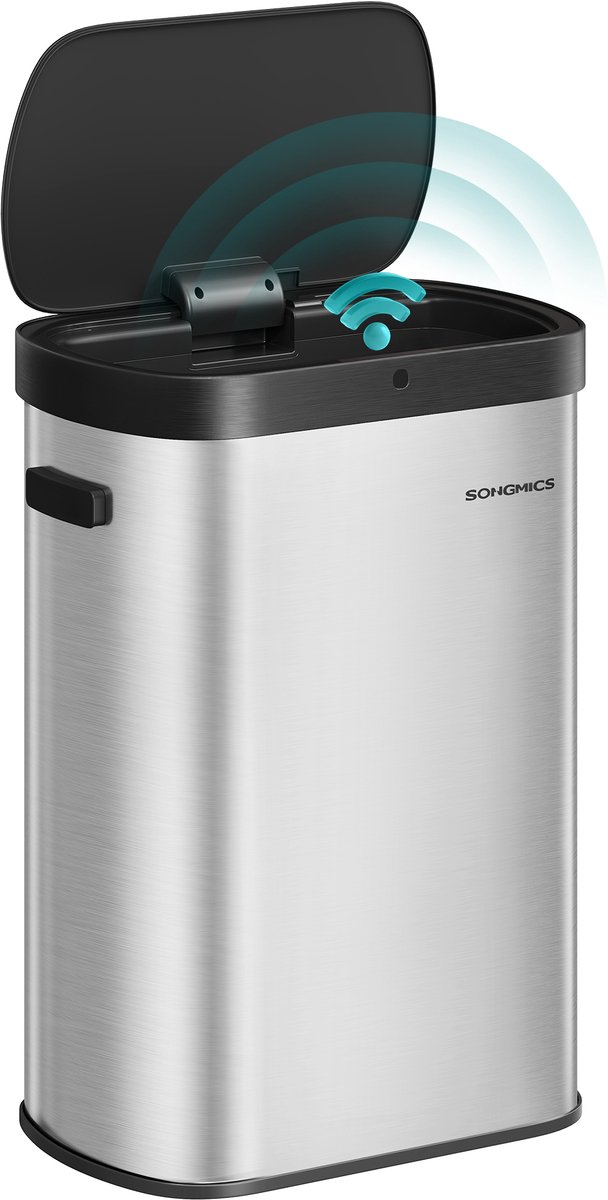 SONGMICS LTB640E01 - Automatische Prullenbak - 50L - Bewegingssensor - Zachte Sluiting - RVS