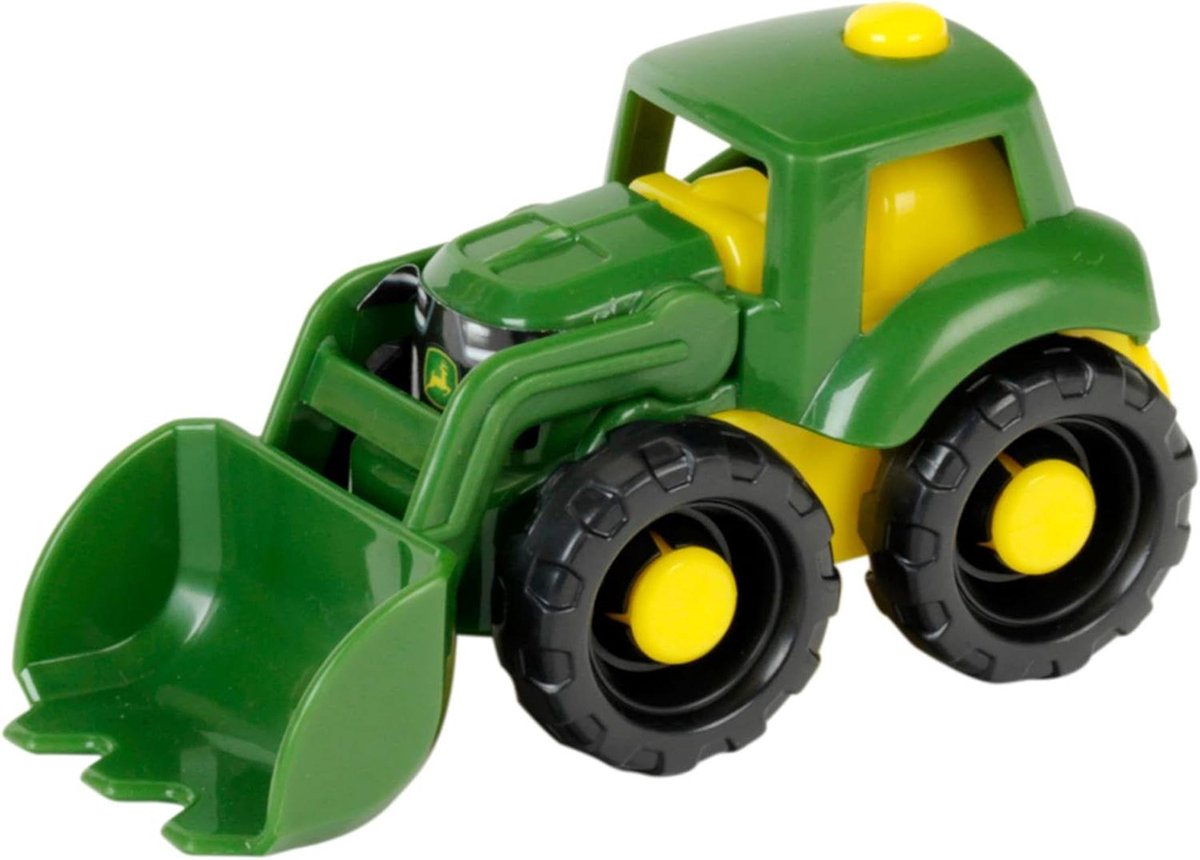 Speelgoed tractor - Zandbak tractor - Buiten spelen - Gemaakt van recyclebaar plastic - 12 cm - Groen geel