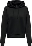 Zwarte cropped hoodie met capuchon en trekkoordjes.