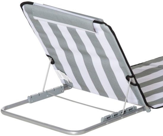 1 stuk - Opvouwbare ligstoel - Tuinligstoel met hoofdsteun - Vijfvoudig verstelbare rugleuning - Inclusief opbergtas - Geschikt voor strand en speeltuin - 134 x 48 cm - Lichtgrijs — afbeelding 2