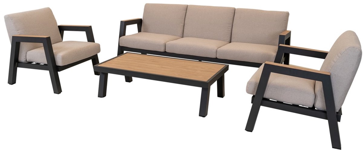 Lesli Living - Loungebank Manu - Antraciet - 207x81x75cm