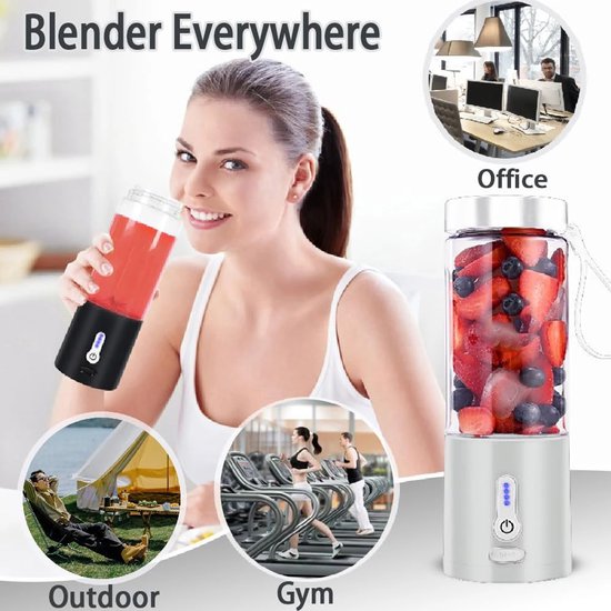 20oz Beker - Draagbare Blender - Persoonlijke Blender voor Smoothies en Shakes - Oplaadbaar - 6 Roestvrijstalen Mesjes - Geschikt voor Reizen - Gym en Kantoor van Merkloos — afbeelding 4