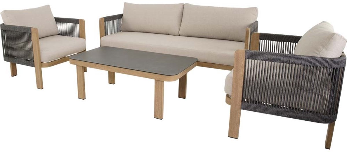 Lesli Living - Loungebank Sora - Zwart - 177x74x66cm